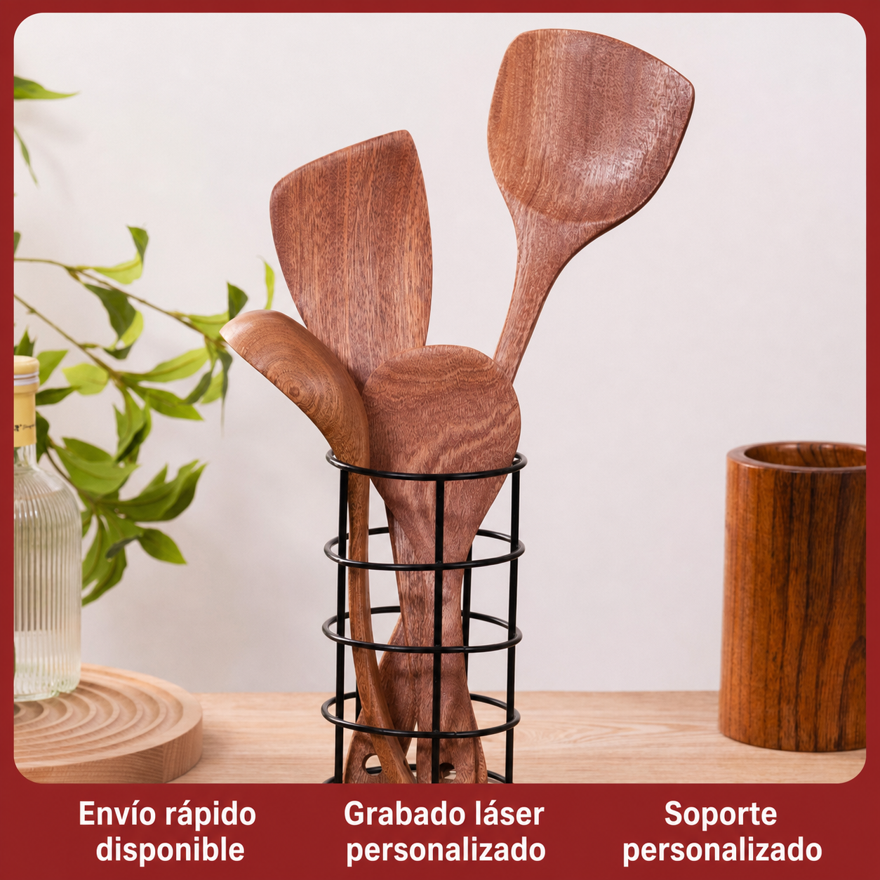 Juego de utensilios de cocina madera ébano africano - 2