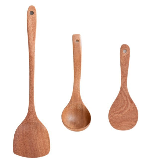 Juego de utensilios de cocina madera ébano africano - 5