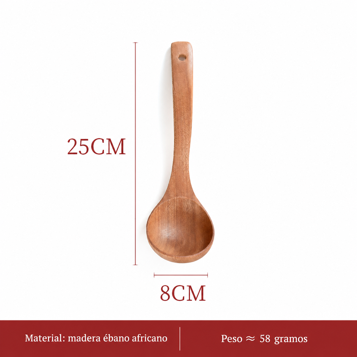 Juego de utensilios de cocina madera ébano africano - 6