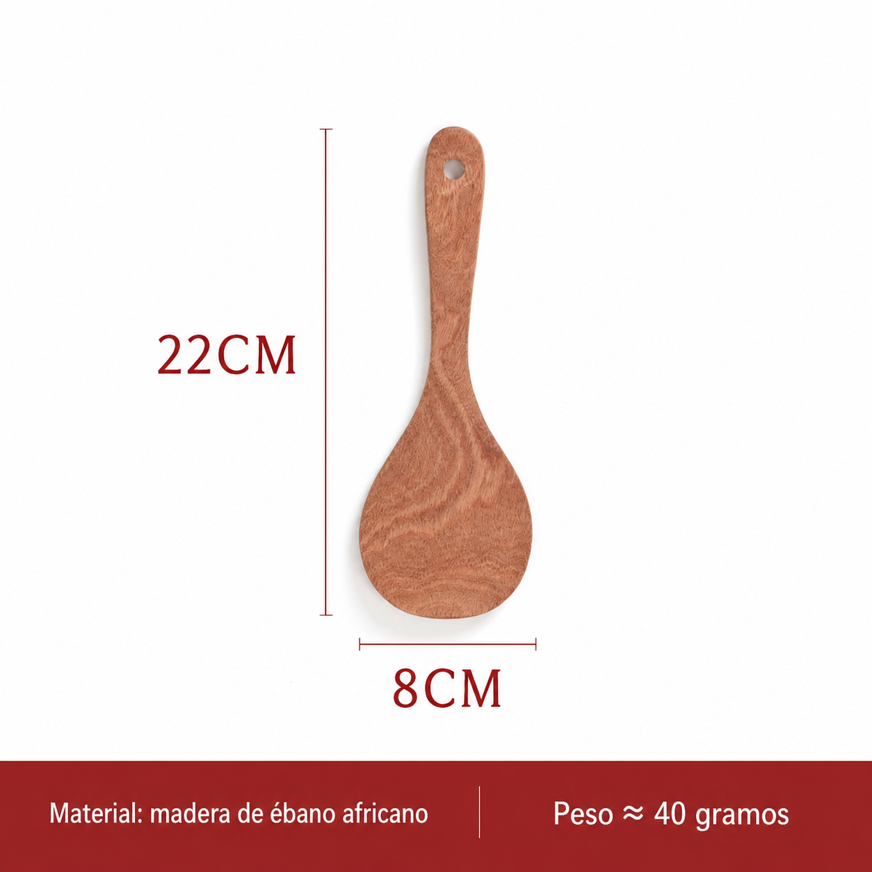 Juego de utensilios de cocina madera ébano africano - 7