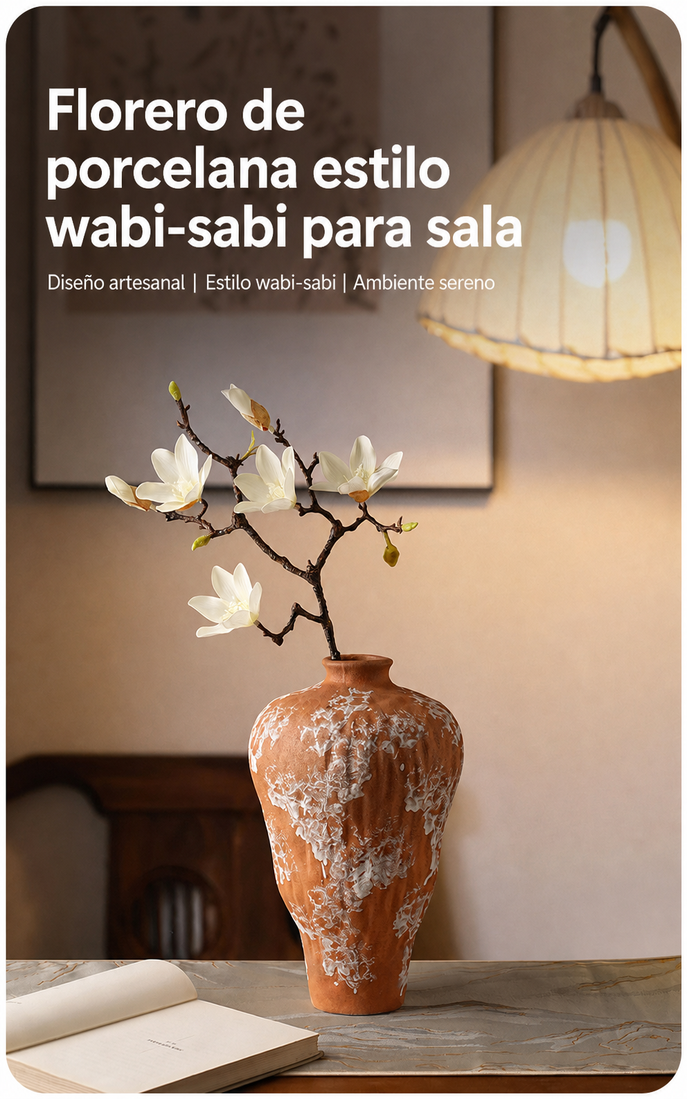 Florero de porcelana estilo wabi-sabi para sala - 11