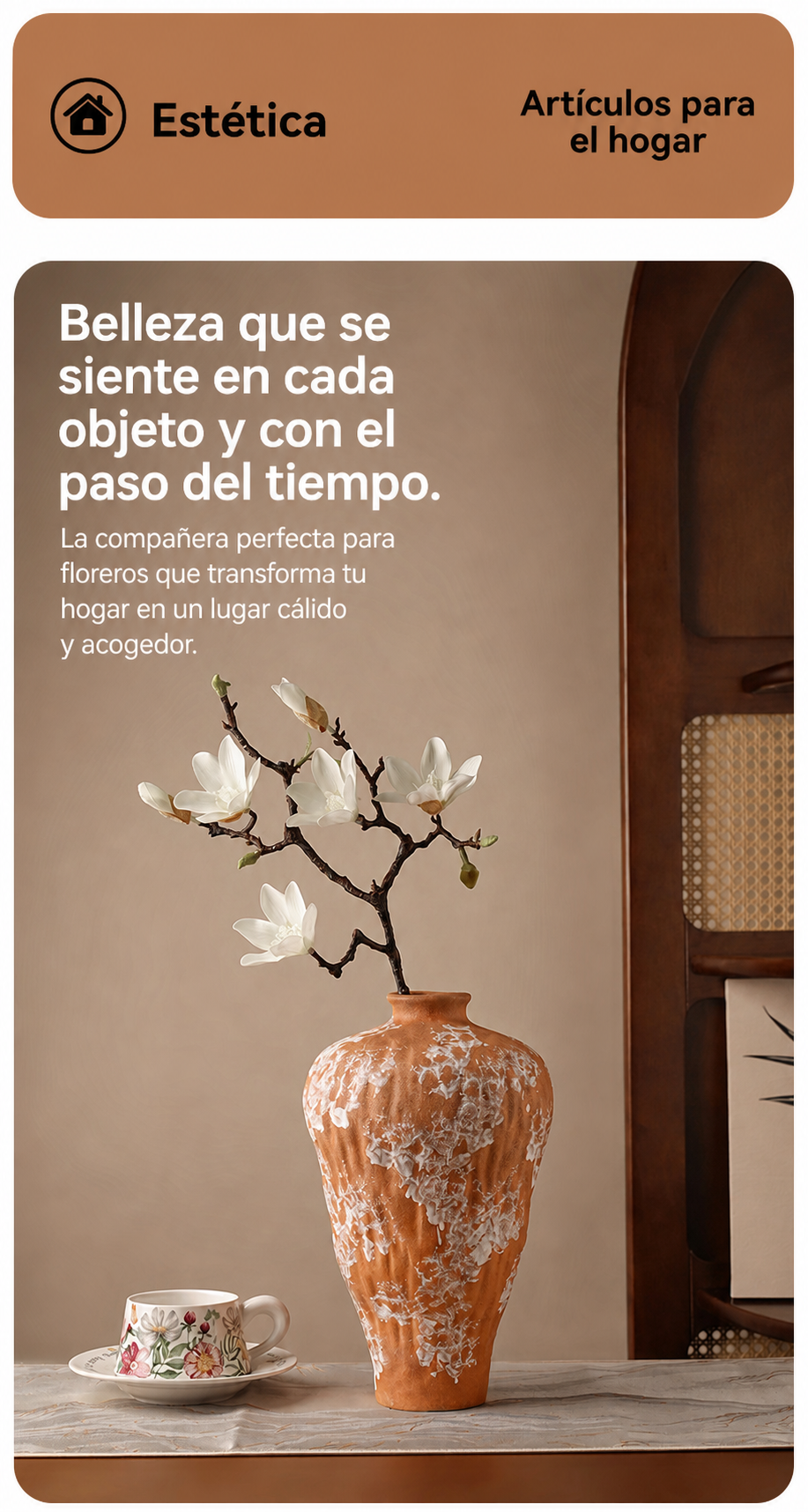 Florero de porcelana estilo wabi-sabi para sala - 12