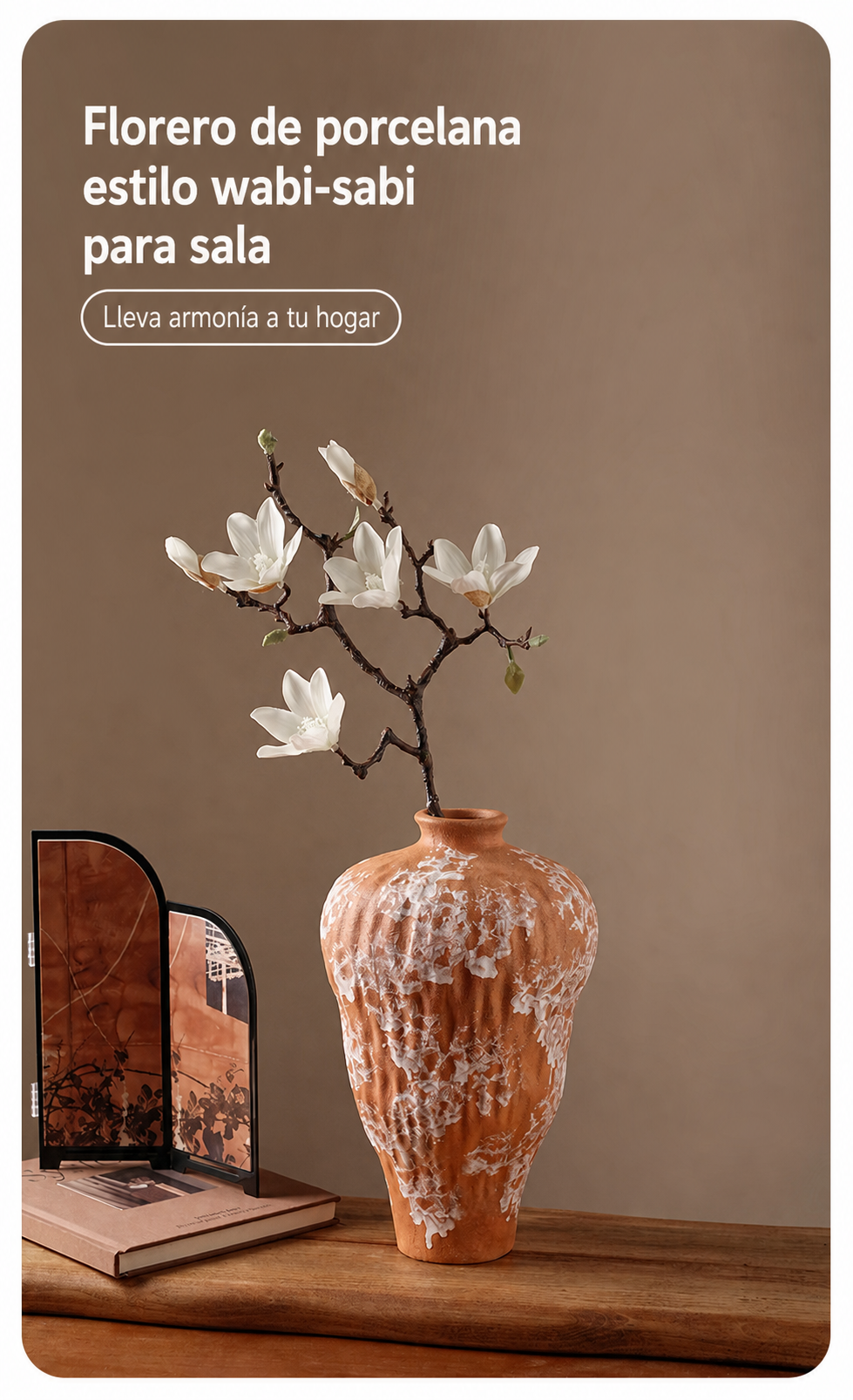 Florero de porcelana estilo wabi-sabi para sala - 13