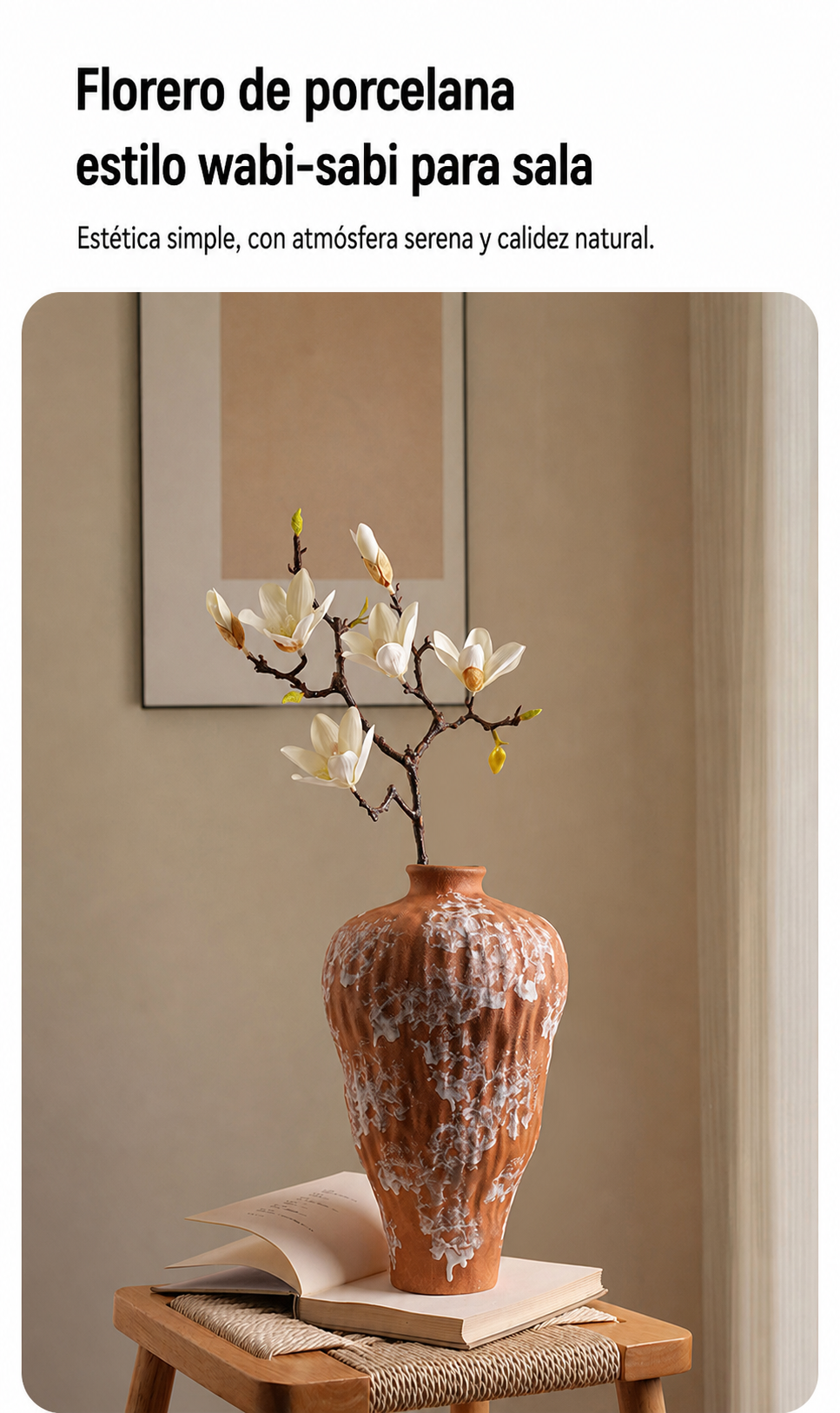 Florero de porcelana estilo wabi-sabi para sala - 14