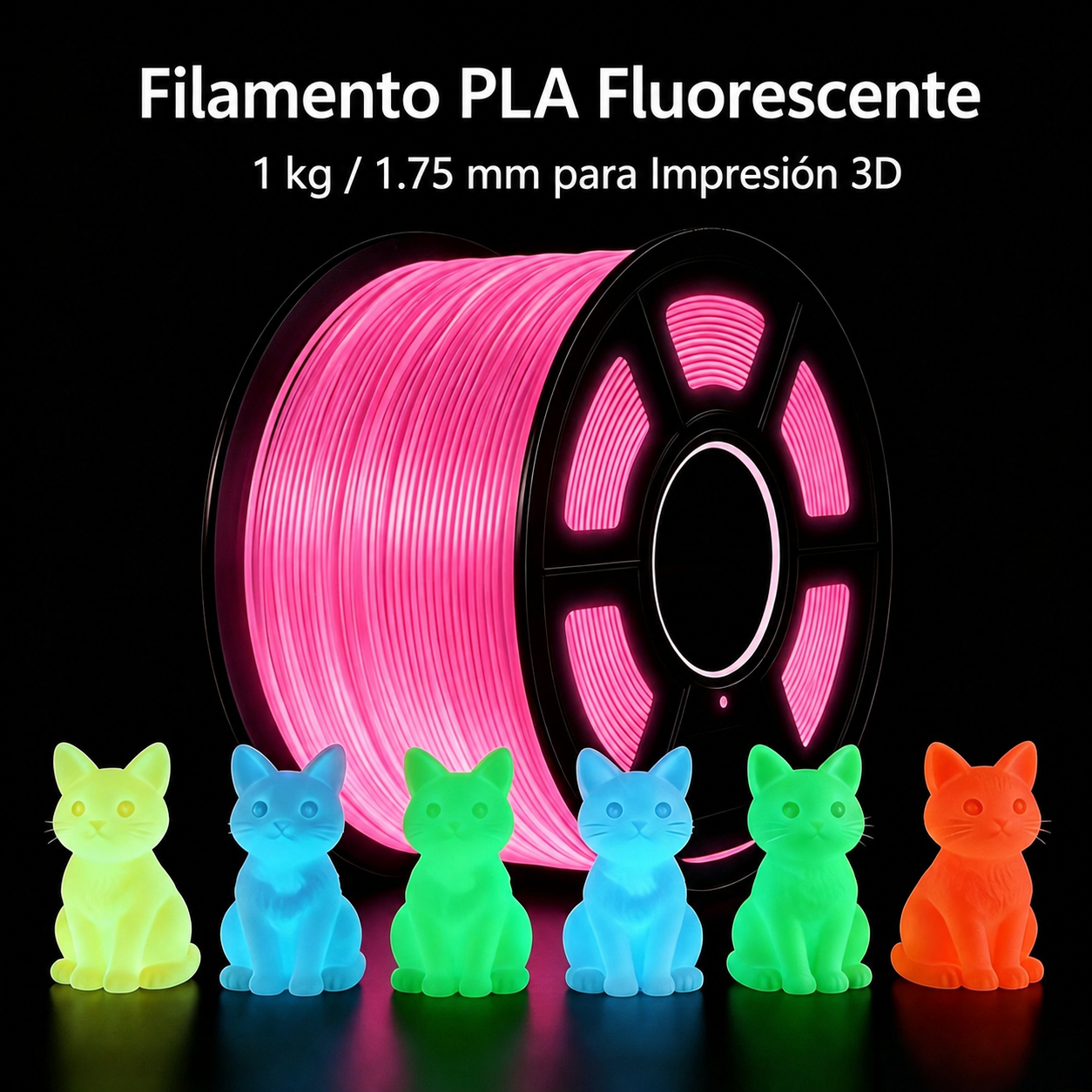 Filamento PLA Fluorescente 1 kg / 1.75 mm para Impresión 3D - 1