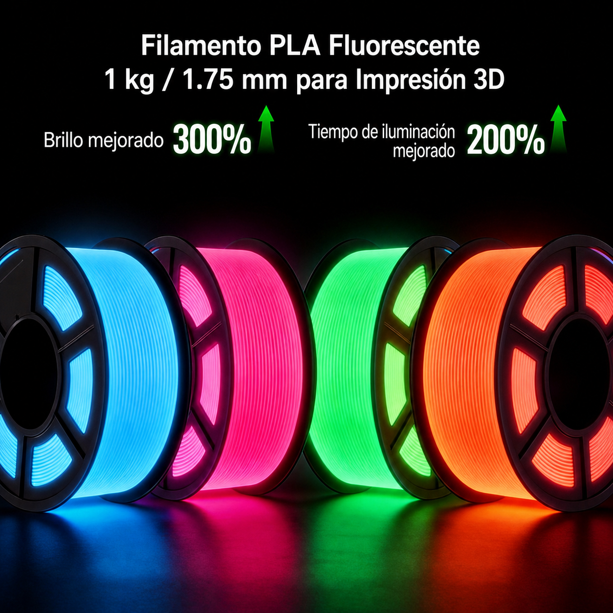 Filamento PLA Fluorescente 1 kg / 1.75 mm para Impresión 3D - 2