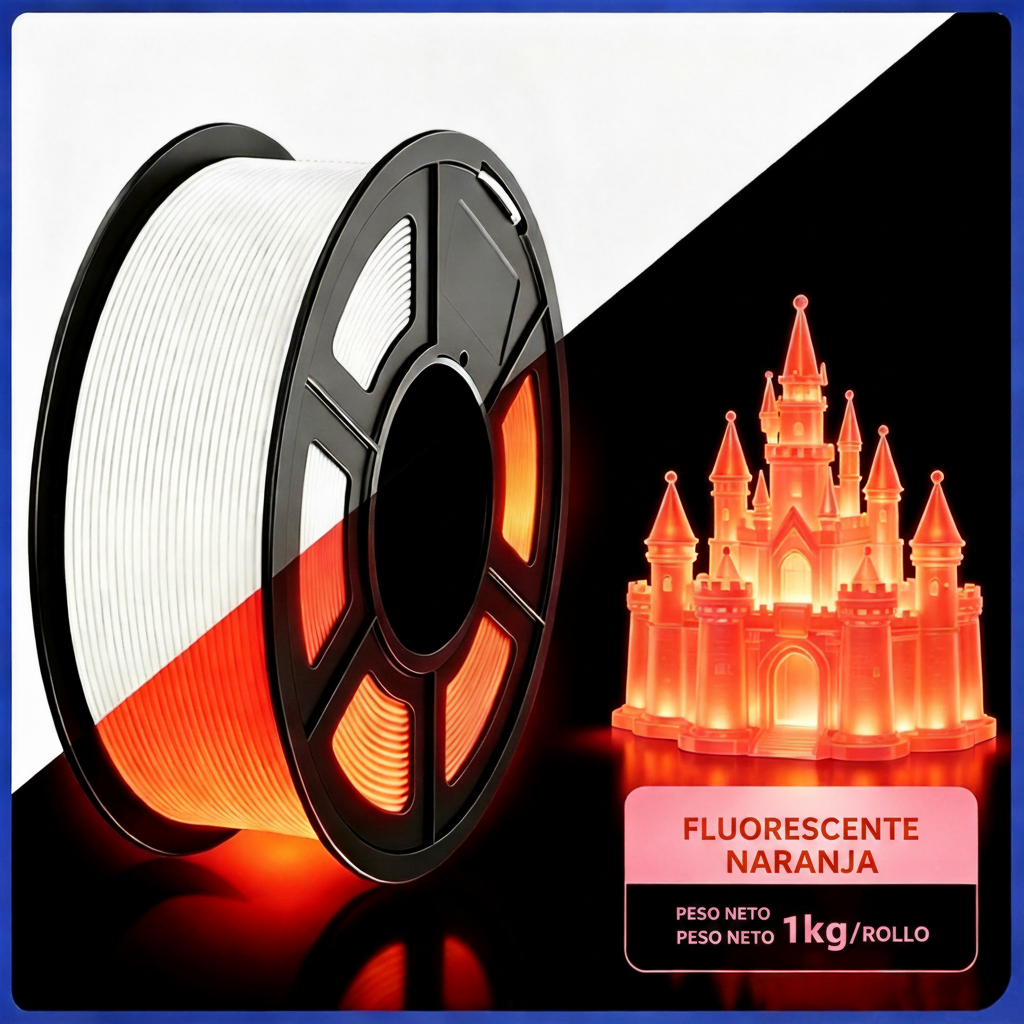 Filamento PLA Fluorescente 1 kg / 1.75 mm para Impresión 3D
