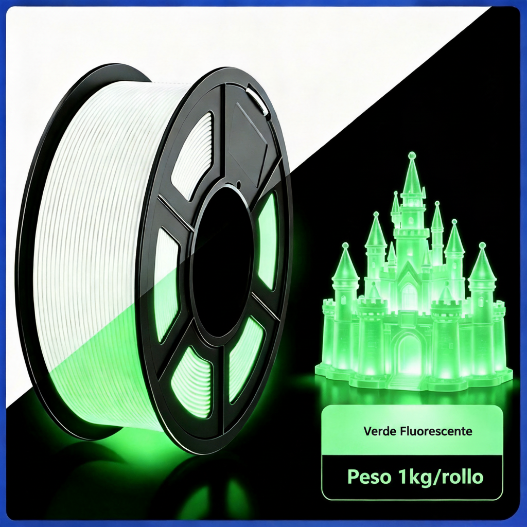 Filamento PLA Fluorescente 1 kg / 1.75 mm para Impresión 3D