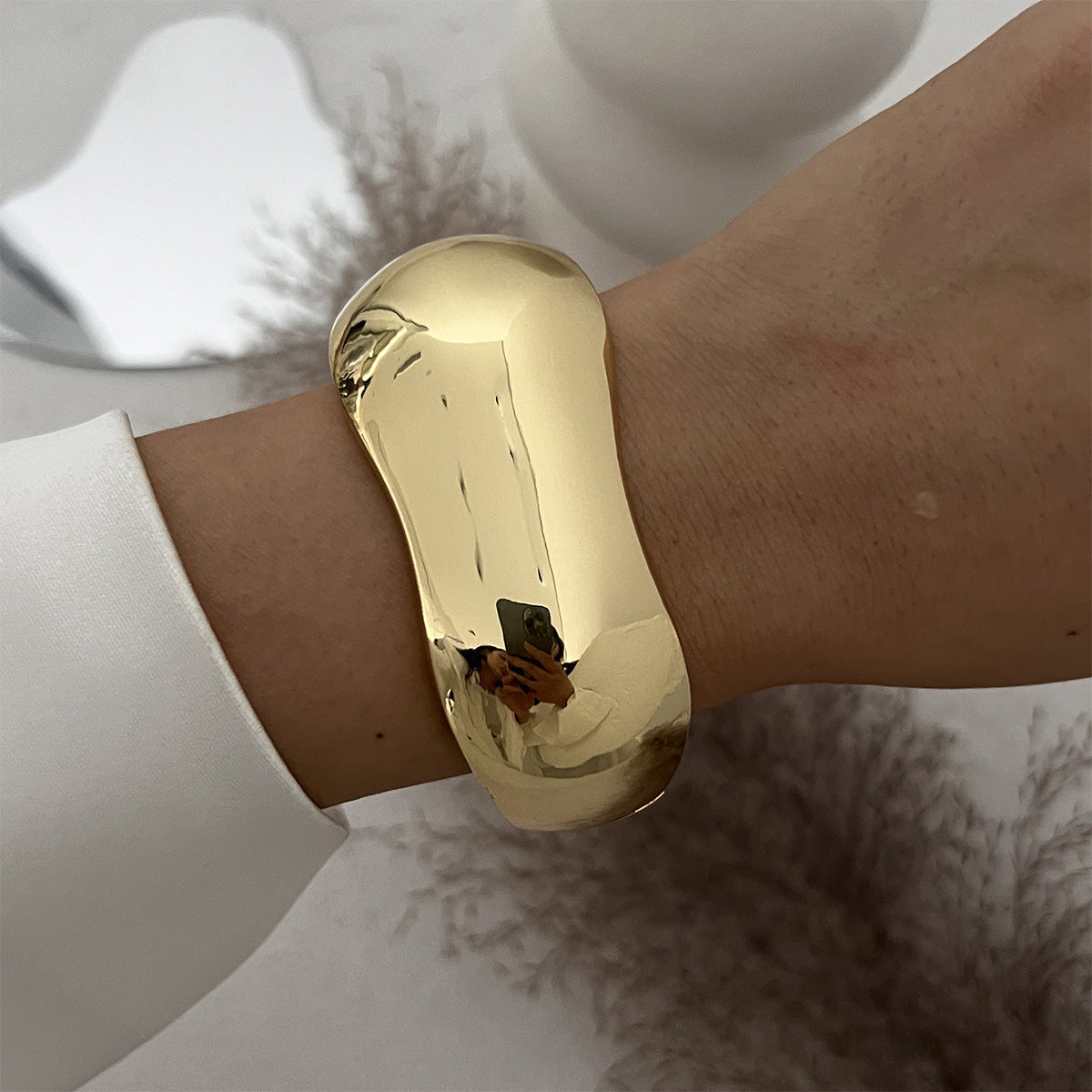 Brazalete metálico geométrico estilo glam - 7