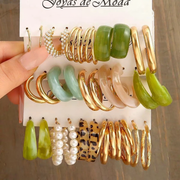 Set de Aretes Geométricos Estilo Elegante para Mujer - 1