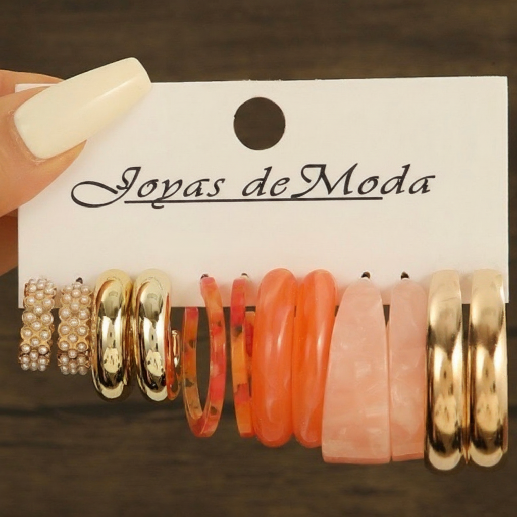 Set de Aretes Geométricos Estilo Elegante para Mujer - 15