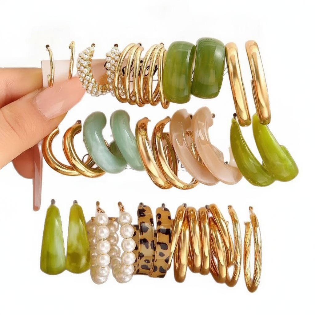 Set de Aretes Geométricos Estilo Elegante para Mujer - 5