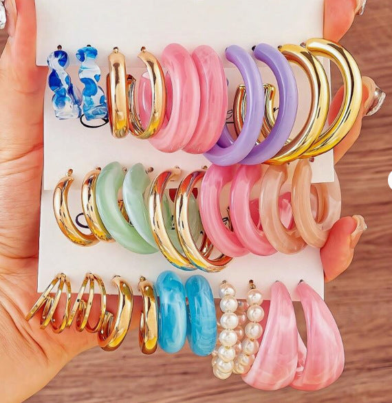 Set de Aretes Geométricos Estilo Elegante para Mujer