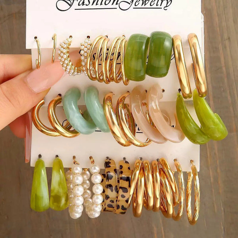 Set de Aretes Geométricos Estilo Elegante para Mujer