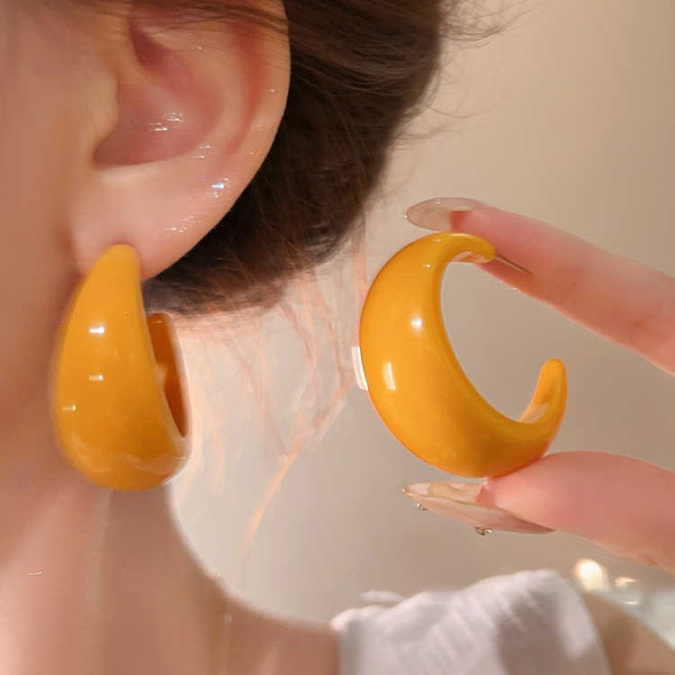Aretes geométricos en C colores candy acero 925 - 1
