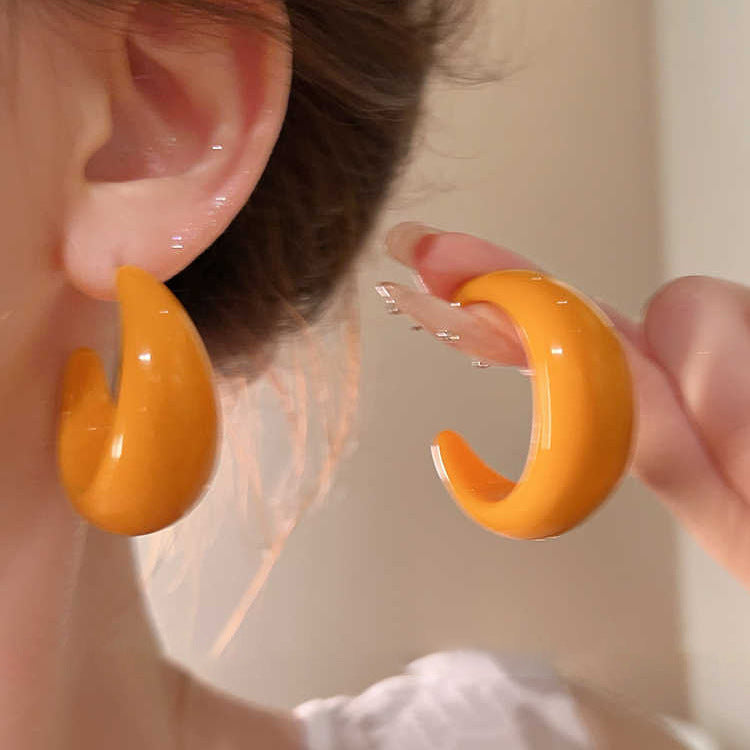 Aretes geométricos en C colores candy acero 925 - 16