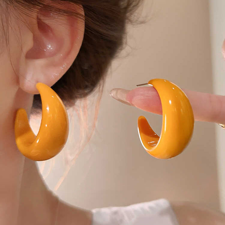 Aretes geométricos en C colores candy acero 925 - 3