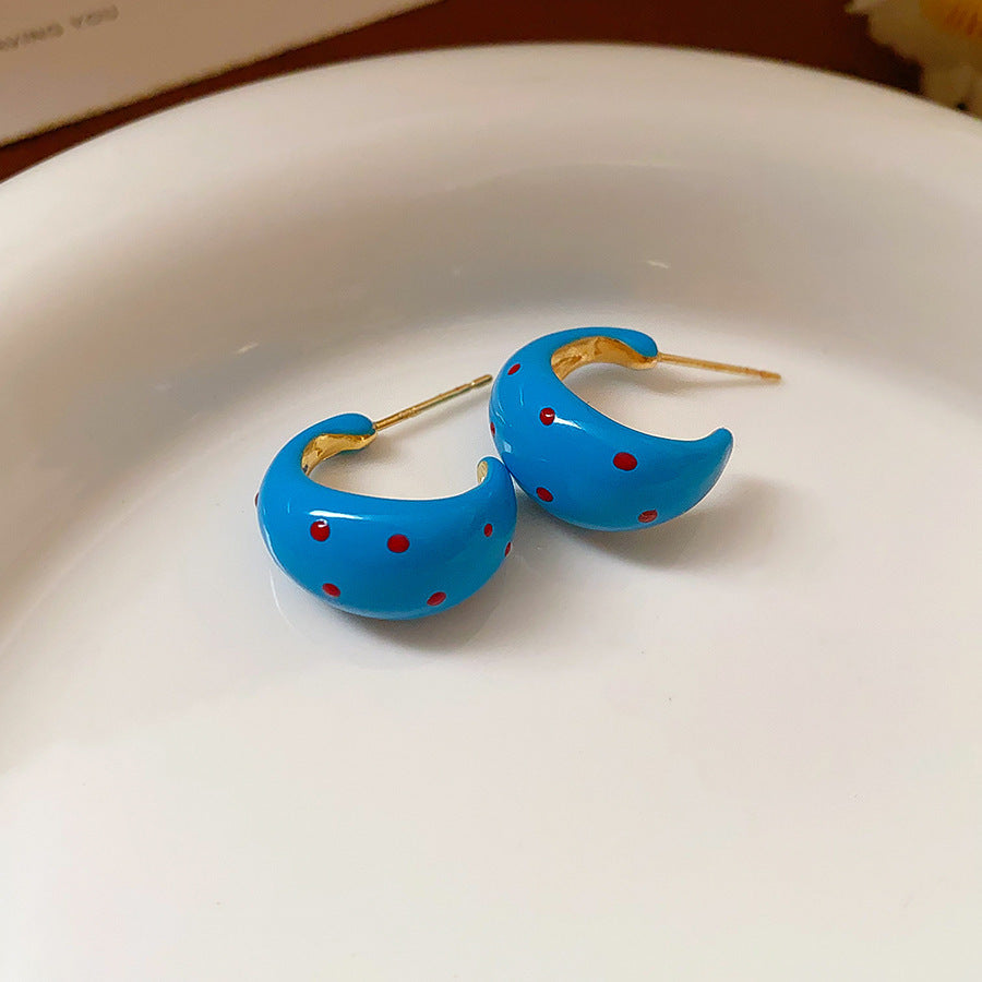 Aretes geométricos en C colores candy acero 925