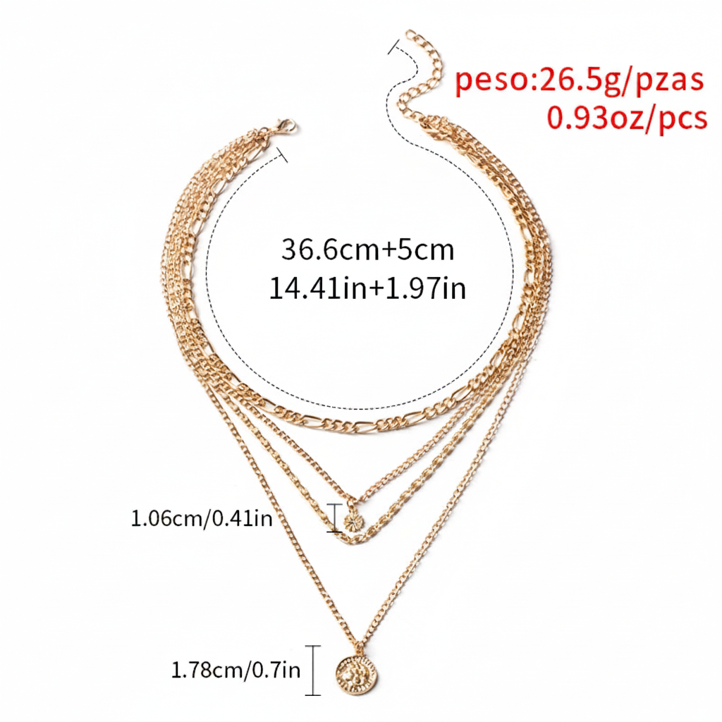Collar largo multicapa geométrico estilo minimalista - 11