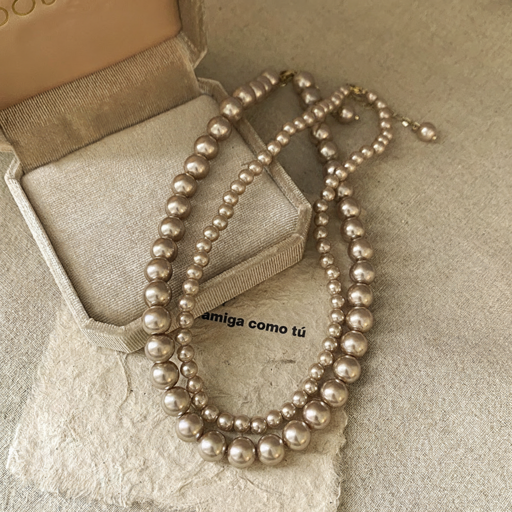 Collar de perlas francés vintage estilo romántico - 15