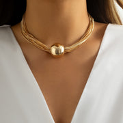 Collar multicapa con dije de bola estilo hip hop mujer - 1
