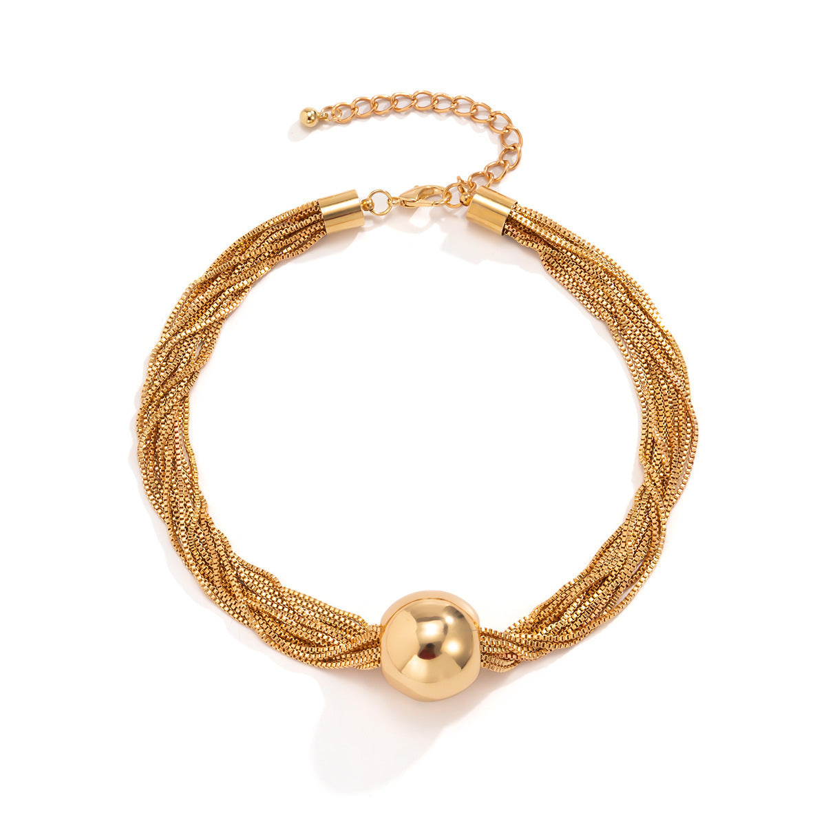 Collar multicapa con dije de bola estilo hip hop mujer - 14