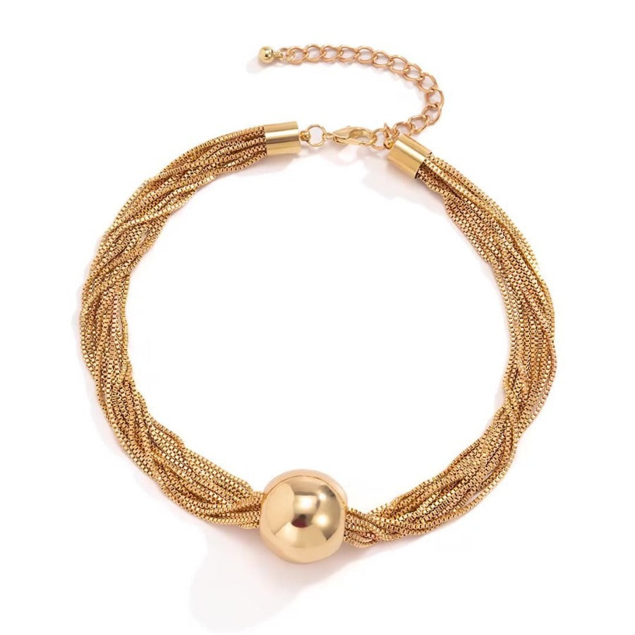 Collar multicapa con dije de bola estilo hip hop mujer - 5