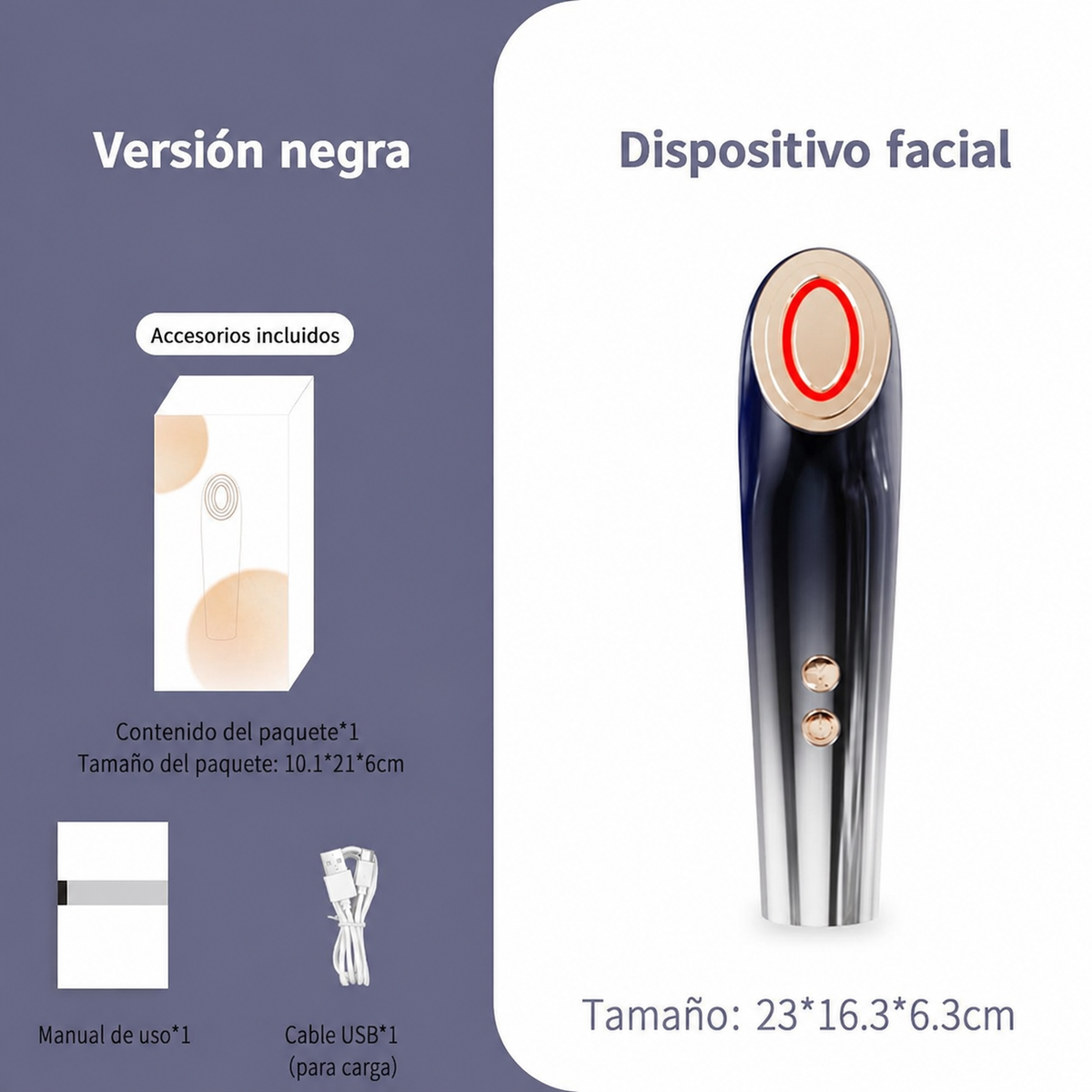 Dispositivo Facial Luz Roja y Azul con Vibración USB