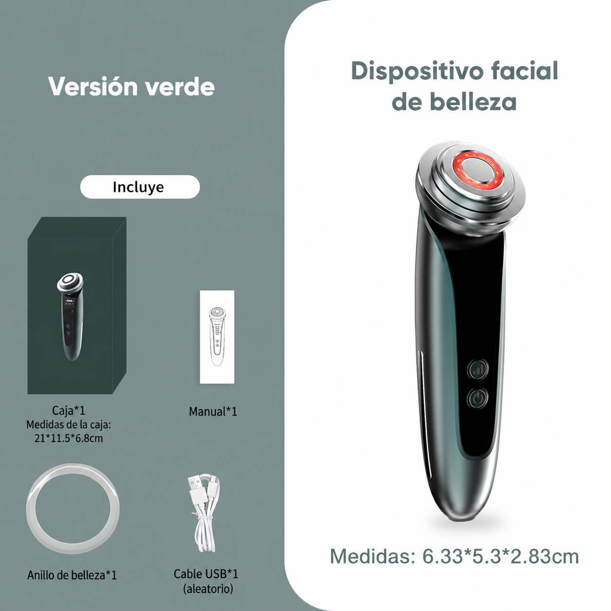 Dispositivo Facial Luz Roja y Azul con Vibración USB