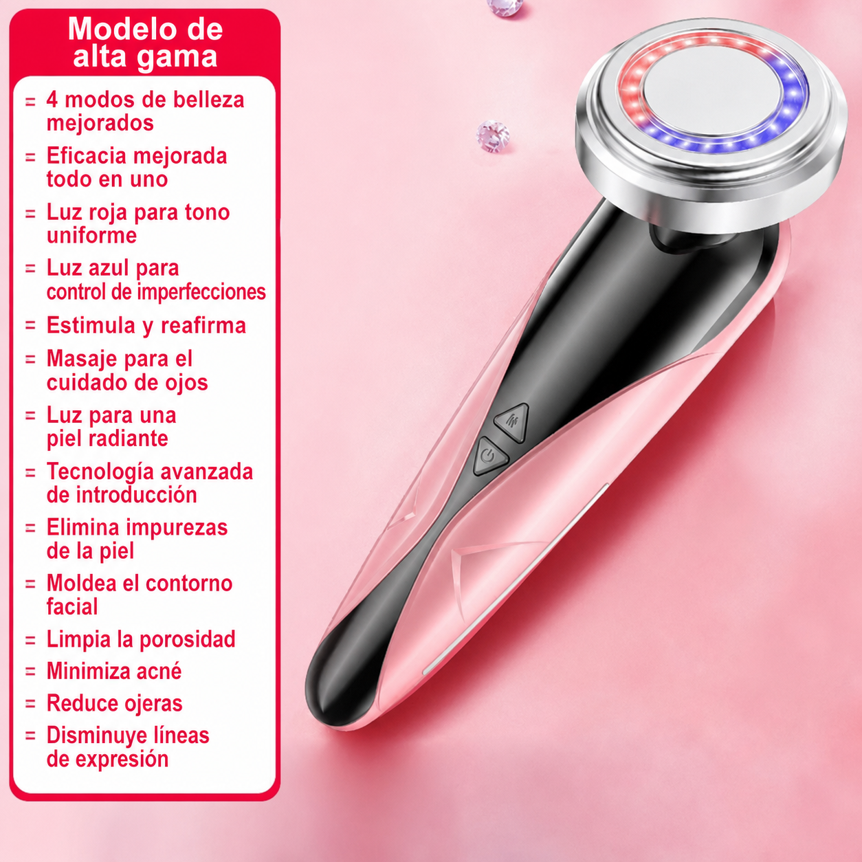 Dispositivo Facial Luz Roja y Azul con Vibración USB