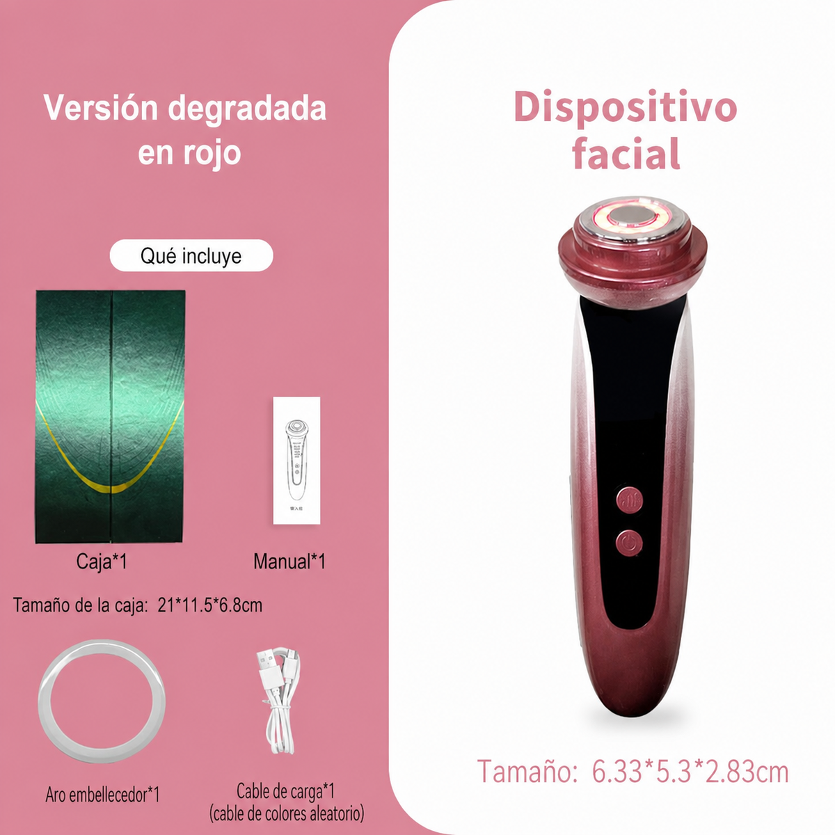 Dispositivo Facial Luz Roja y Azul con Vibración USB