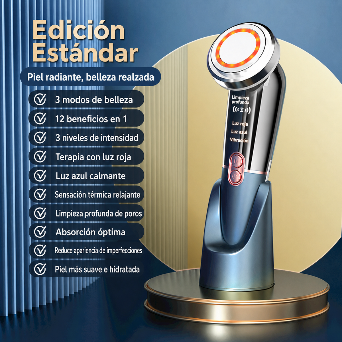 Dispositivo Facial Luz Roja y Azul con Vibración USB
