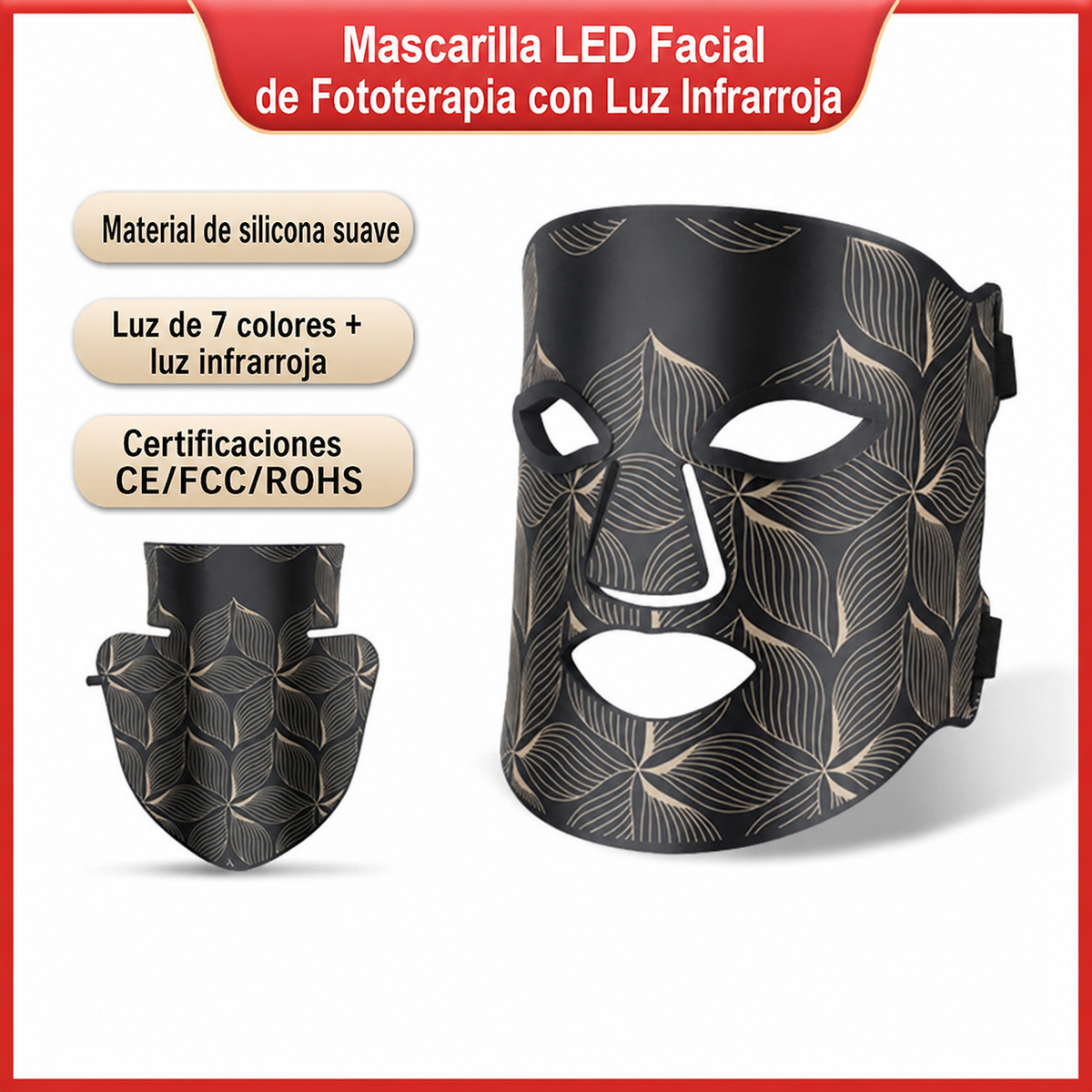 Mascarilla LED Facial de Fototerapia con Luz Infrarroja - 1