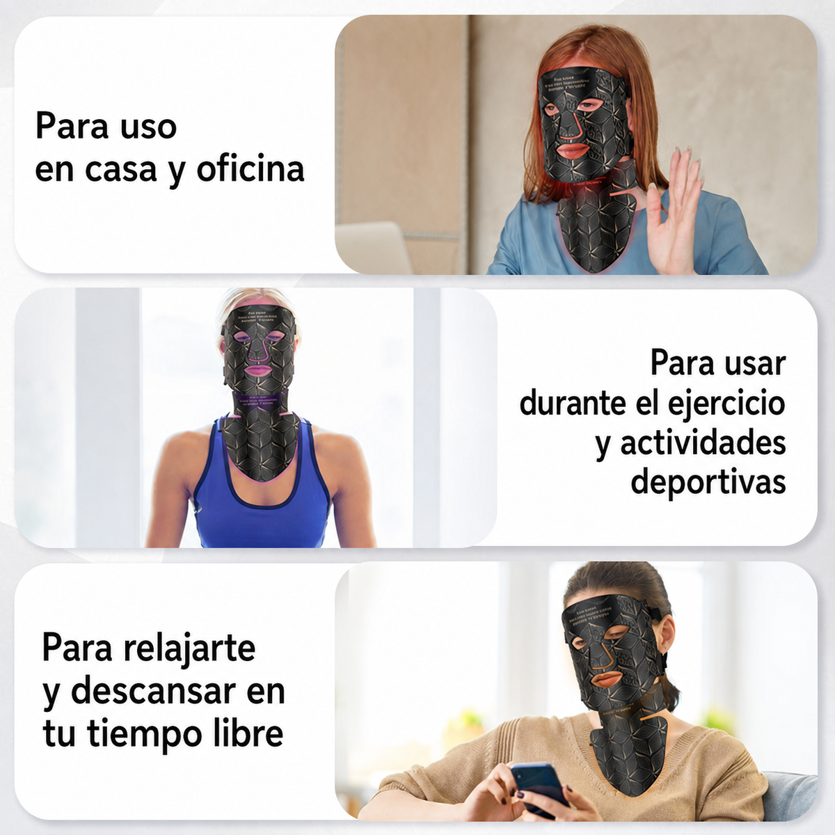 Mascarilla LED Facial de Fototerapia con Luz Infrarroja - 3