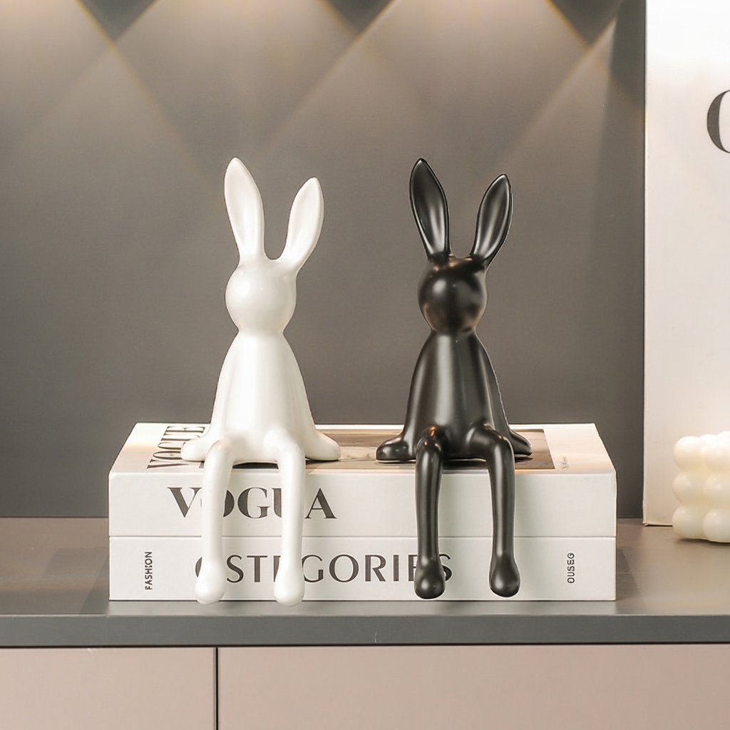 Figura Decorativa de Conejo en Cerámica Moderna - 1