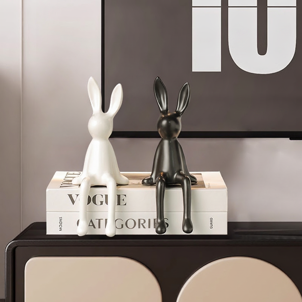 Figura Decorativa de Conejo en Cerámica Moderna - 2