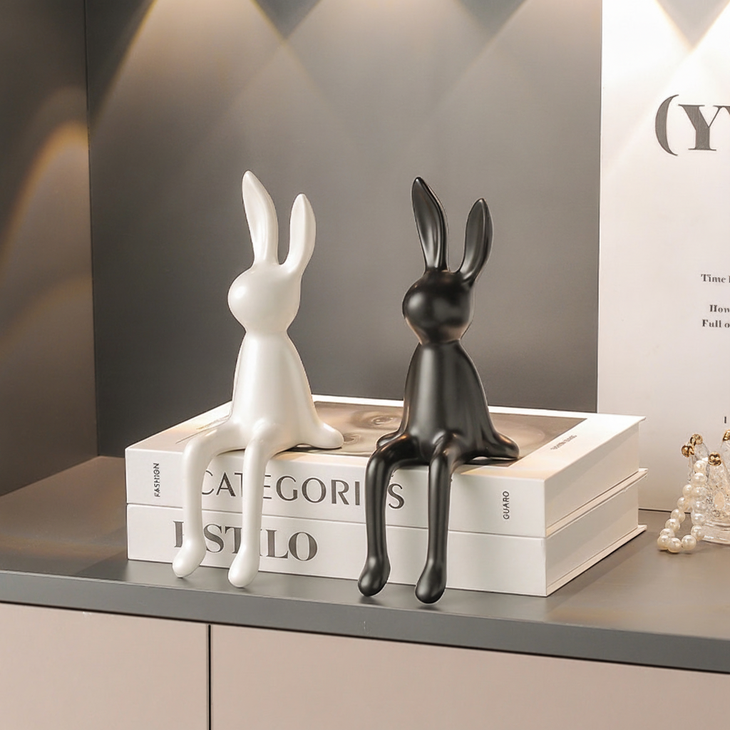 Figura Decorativa de Conejo en Cerámica Moderna - 3