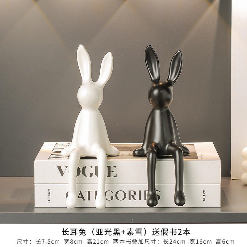 Figura Decorativa de Conejo en Cerámica Moderna