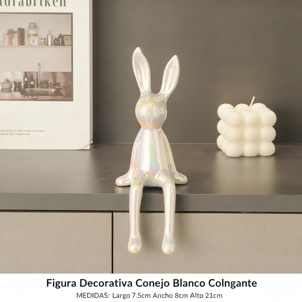 Figura Decorativa de Conejo en Cerámica Moderna