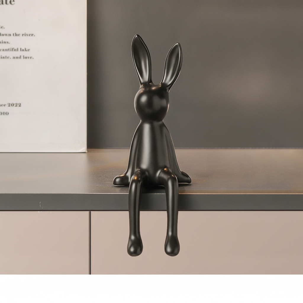 Figura Decorativa de Conejo en Cerámica Moderna