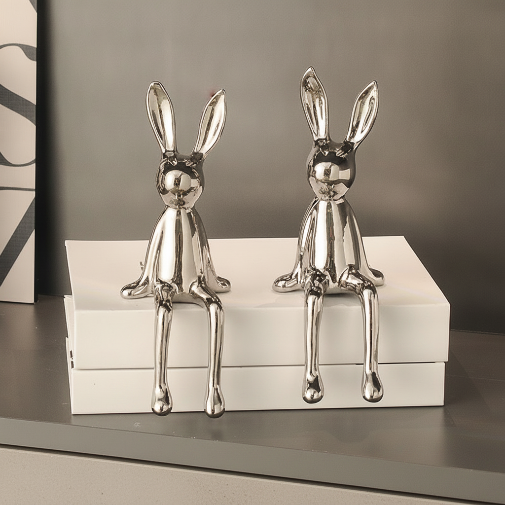Figura Decorativa de Conejo en Cerámica Moderna