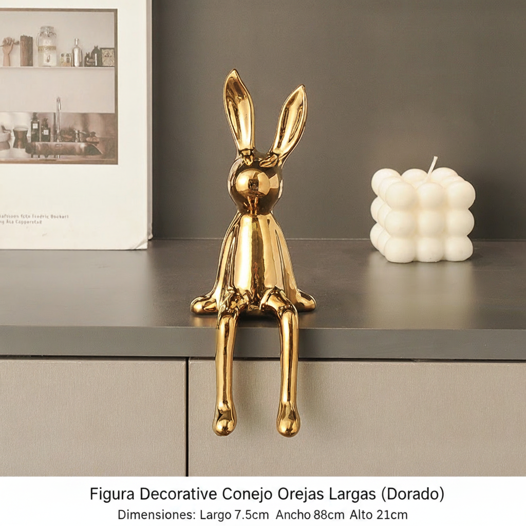 Figura Decorativa de Conejo en Cerámica Moderna