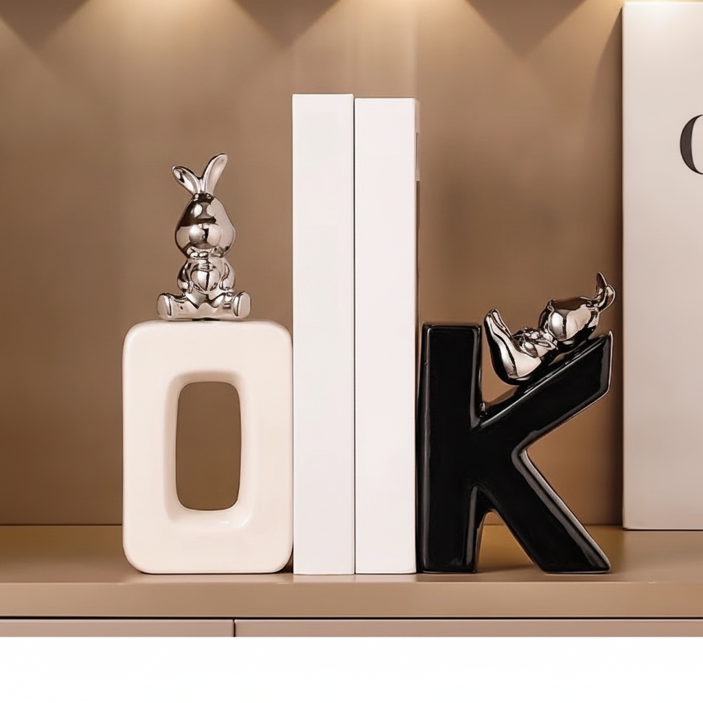 Figura Decorativa de Conejo en Cerámica Moderna