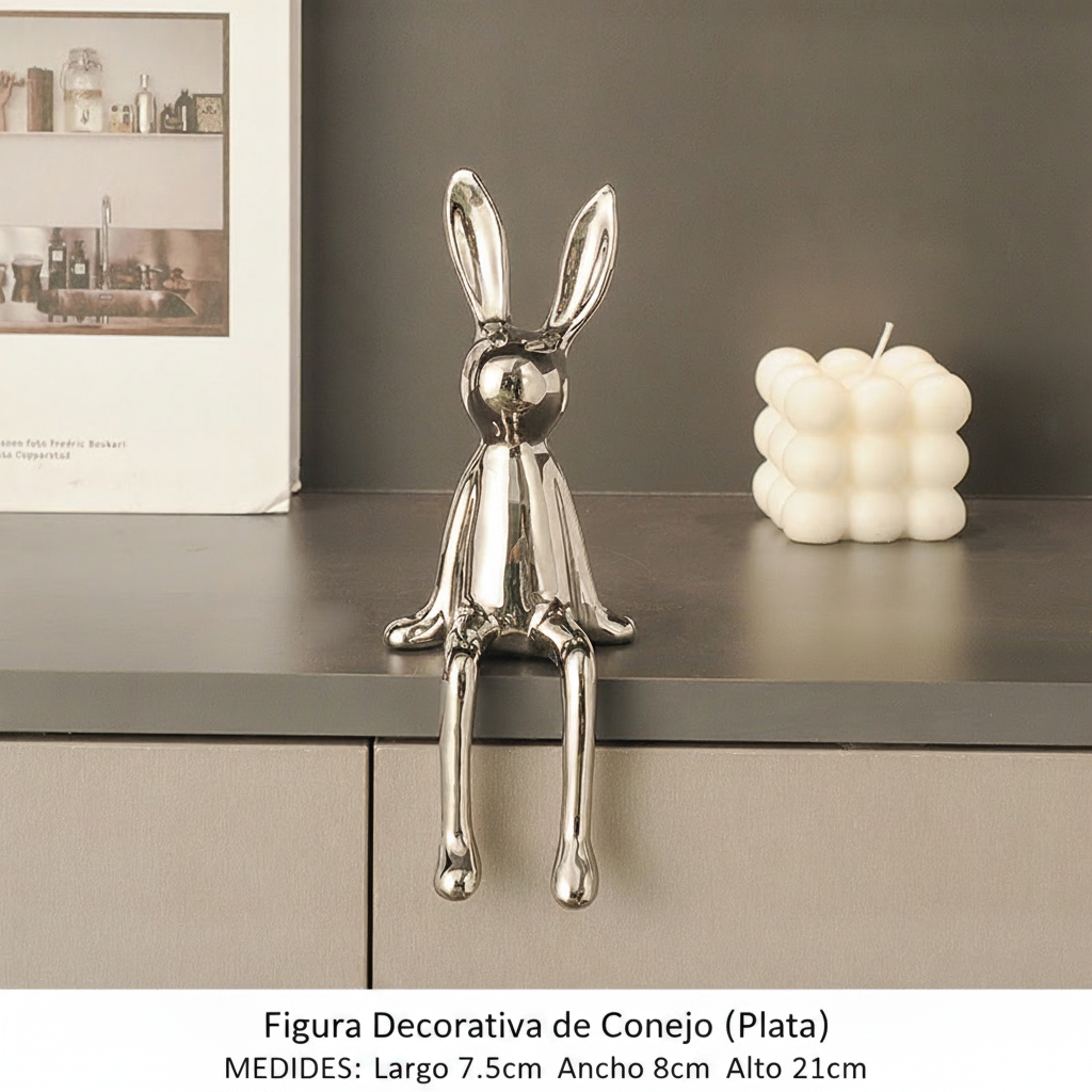 Figura Decorativa de Conejo en Cerámica Moderna