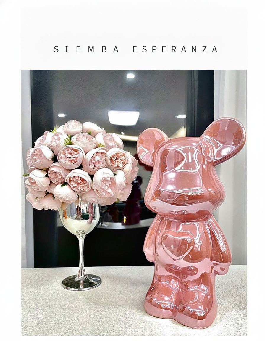 Alcancía Decorativa Oso de Cerámica Electrochapada - 11