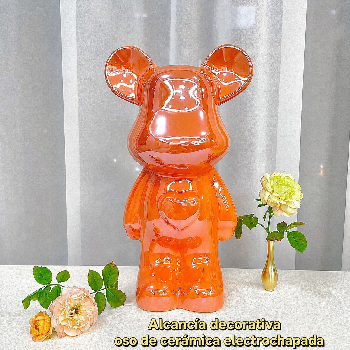 Alcancía Decorativa Oso de Cerámica Electrochapada