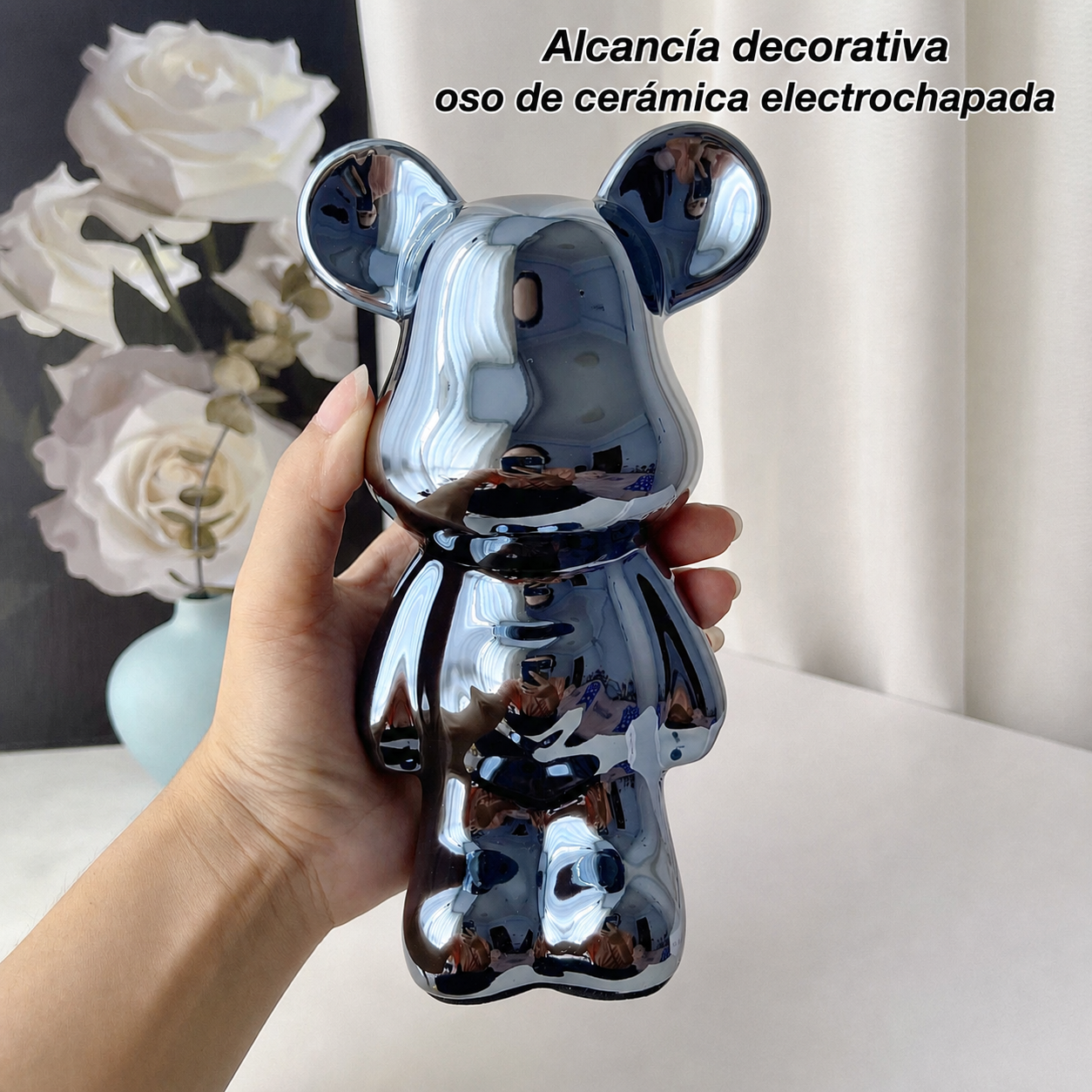 Alcancía Decorativa Oso de Cerámica Electrochapada