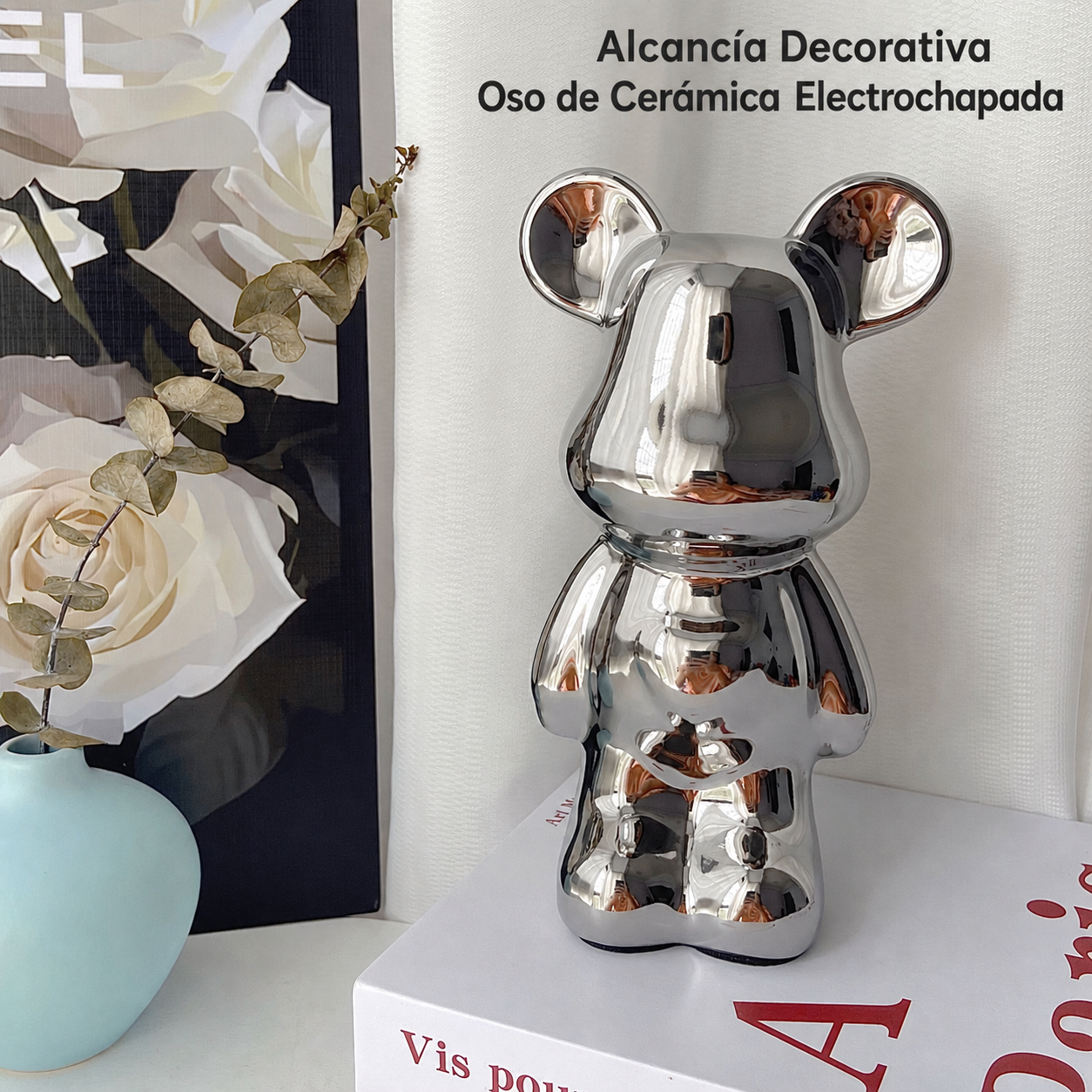 Alcancía Decorativa Oso de Cerámica Electrochapada