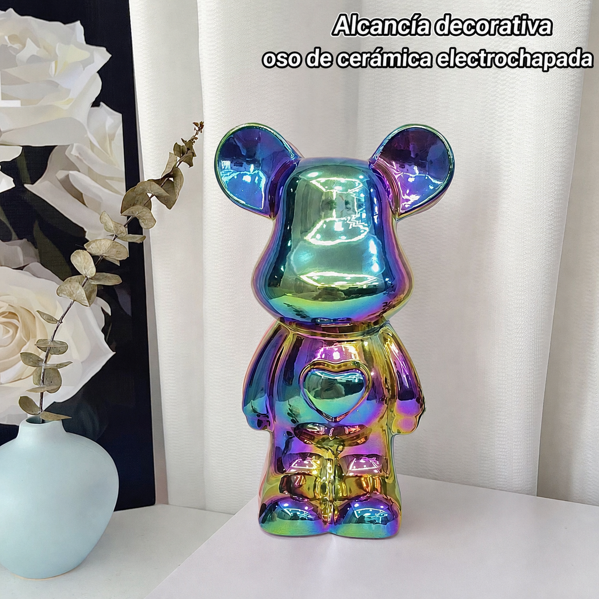 Alcancía Decorativa Oso de Cerámica Electrochapada