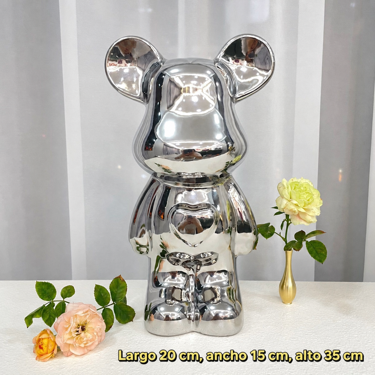 Alcancía Decorativa Oso de Cerámica Electrochapada